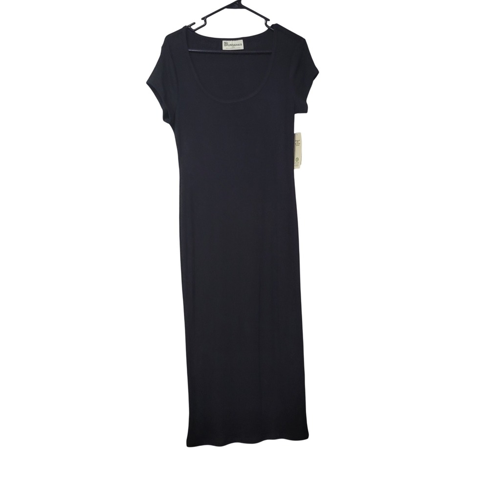 No Boundaries Black Ribbed Short Sleeve Maxi Dress Large 12-14
